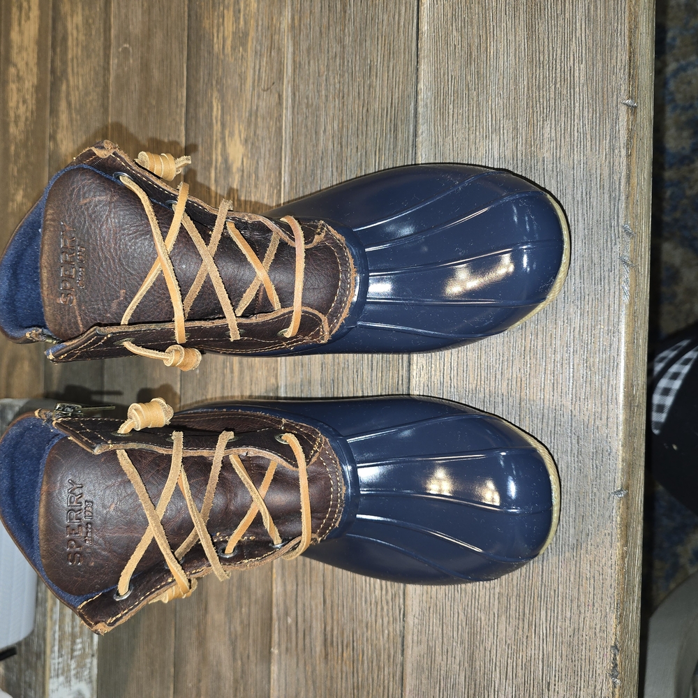 Sperry Blue and Brown Duck Boots
